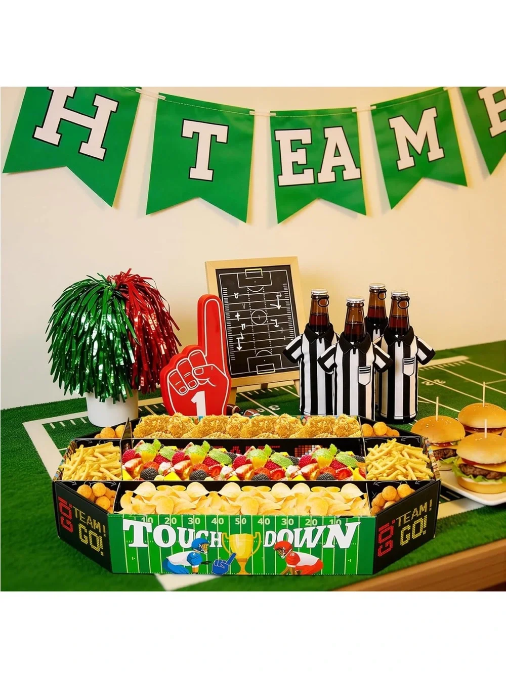 Football Super Bowl Party 9-Section Food Platter Box Organizer Disposable